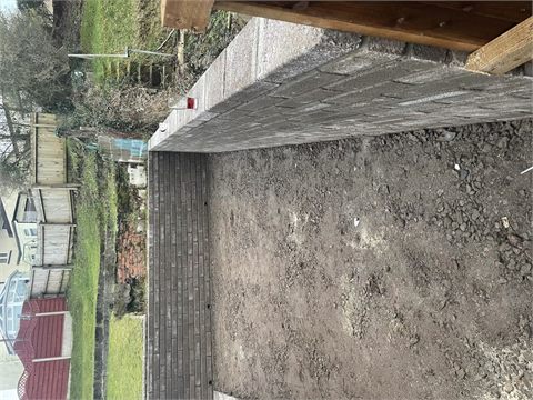 Exposed ground enclosed by garden retaining walls